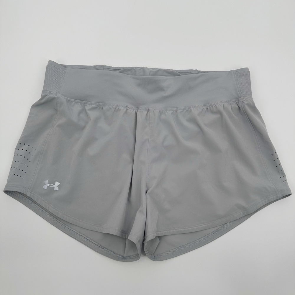 UNDER ARMOUR Women's UA Speedpocket Shorts Fitted Light Gray‎ Size XL